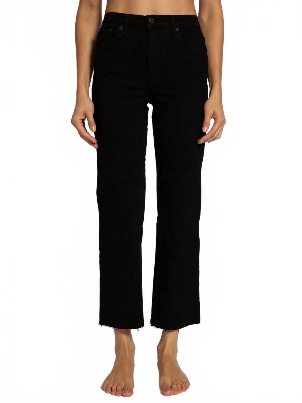 NEW ASKK NY slim crop wide leg jeans in black resin